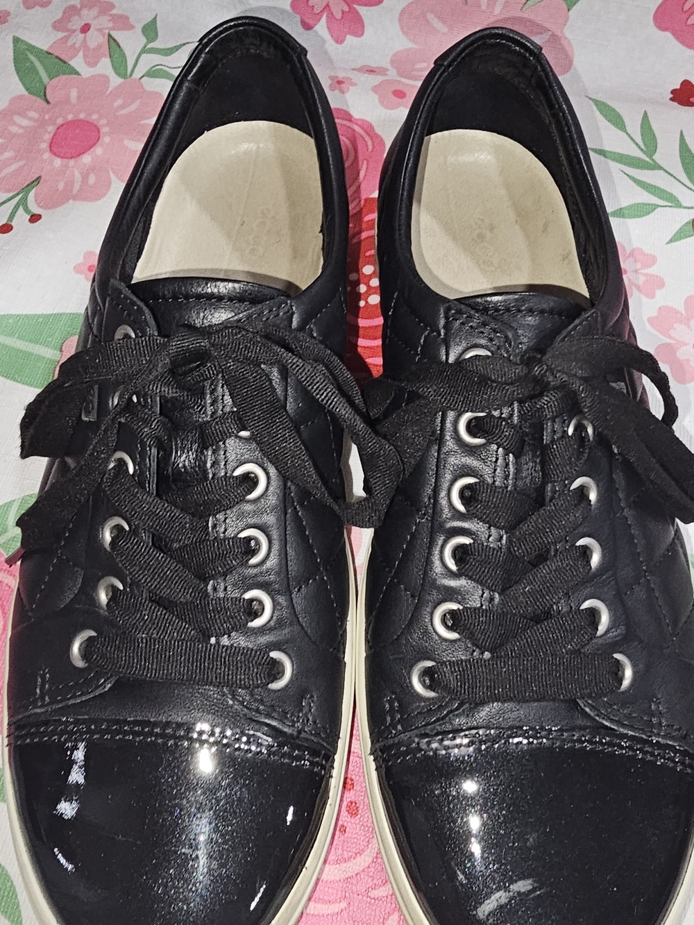 Ecco Black Quilted Lace-Up Women's Sneakers EU 41